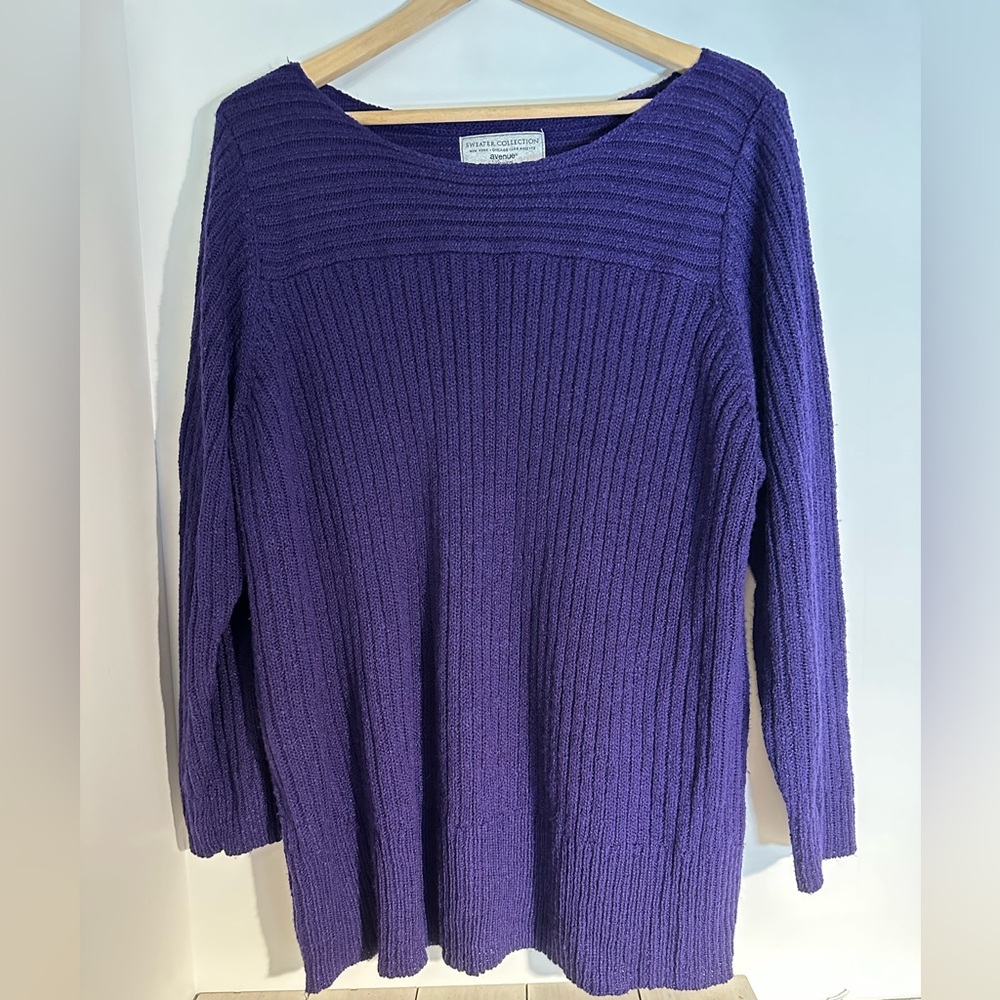 Women's Avenue Purple Sweater ribbed design SZ 22/24